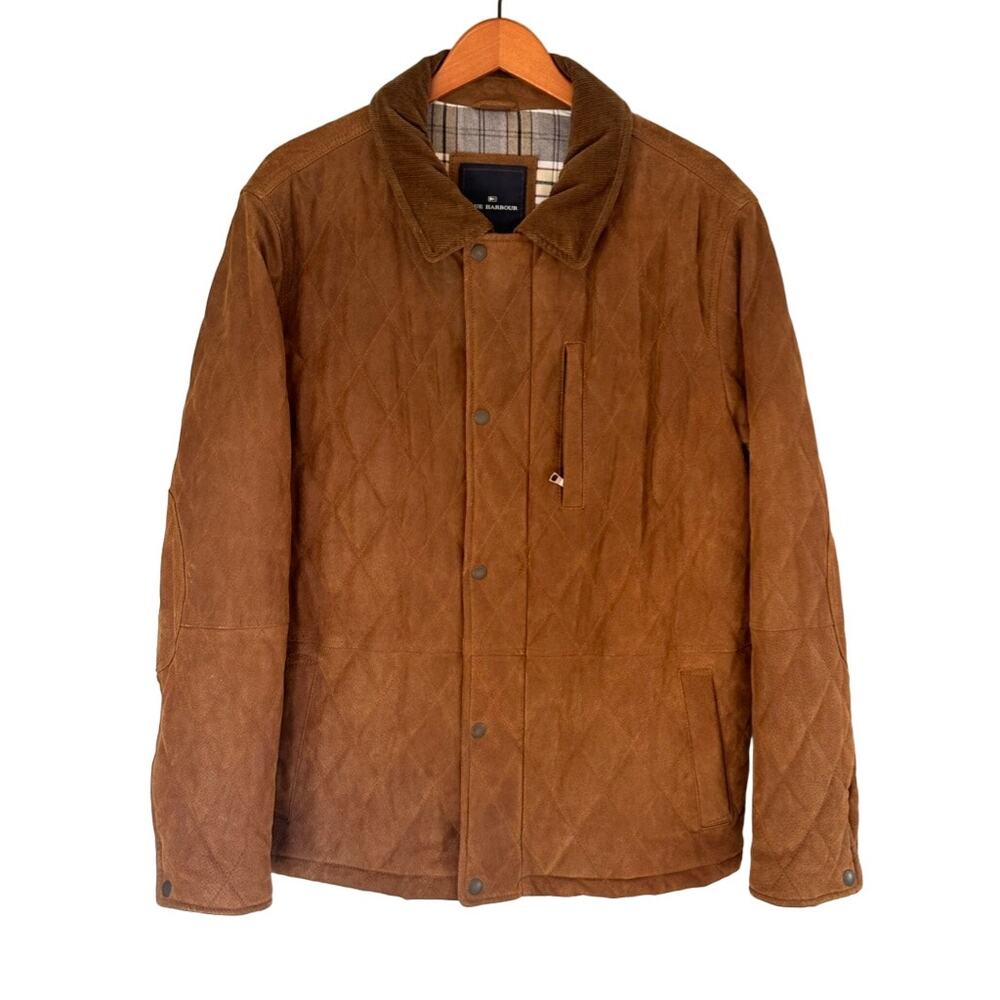 Vintage Classic Barn Academia Preppy Quilted Suede Jacket Tan